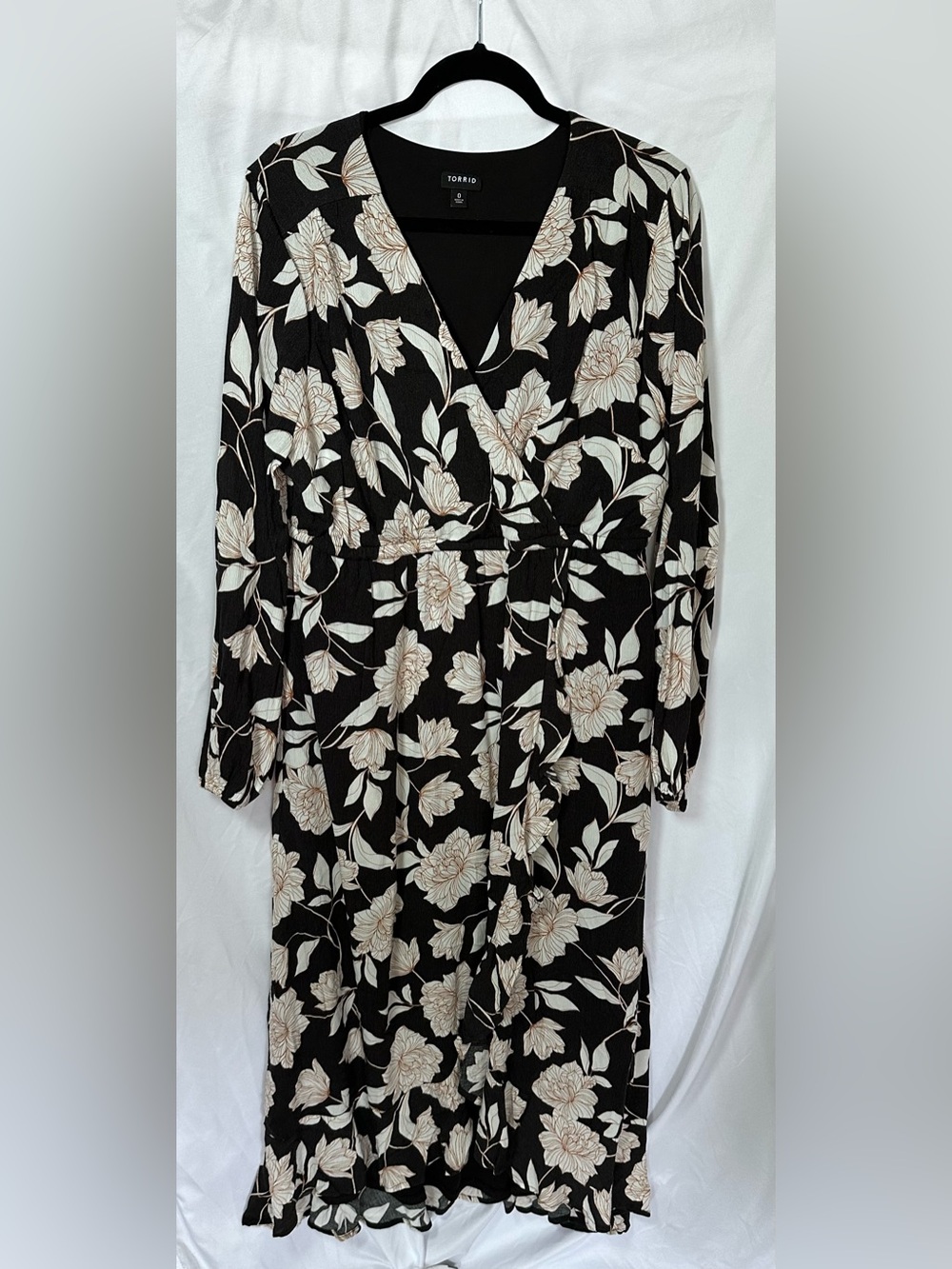 Torrid Midi Washable Crinkle Gauze Ruffle Surplice Dress Size 0